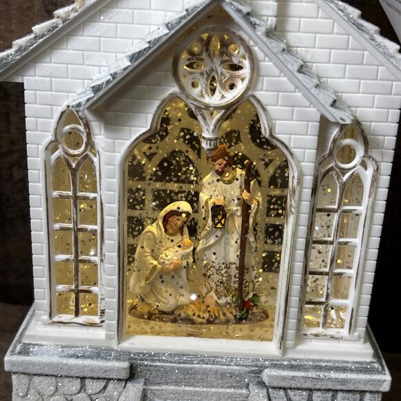 Raz Imports Holiday Water Lanterns Lighted Water Church Snowglobe Silent Night - Picture 2 of 9